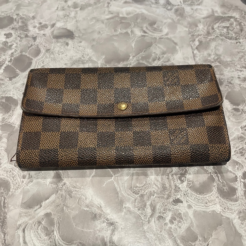 Louis Vuitton damier brown checkered snap long wallet